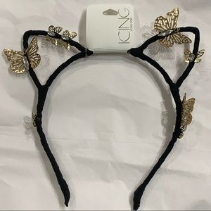 ICING CAT EARS WITH GOLD BUTTERFLIES HEADBAND!